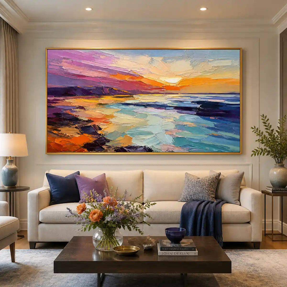 Violet Tide Glow in a refined living room with gold frame