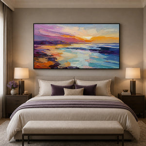 Violet Tide Glow in a refined bedroom with black frame