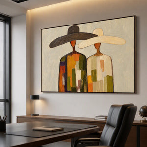 Sun Hat Duo in a refined office, frameless