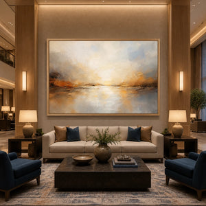 Horizon Afterlight in a refined hotel interior with wood frame