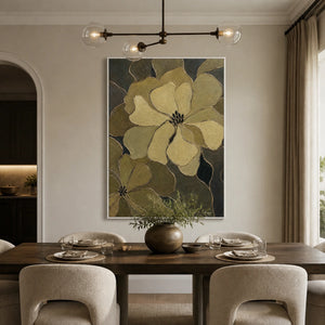 Olive Blossom Shadow in a refined dining room with white frame