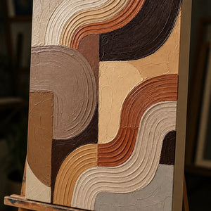 Close-up detail of Earthen Wavework showing hand-painted texture and part of the frame