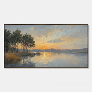 Lakeside Golden Hour hand-painted artwork