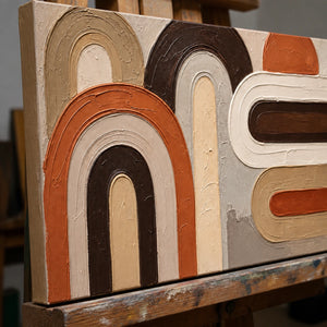 Close-up detail of Modern Arches Horizon showing hand-painted texture and part of the frame