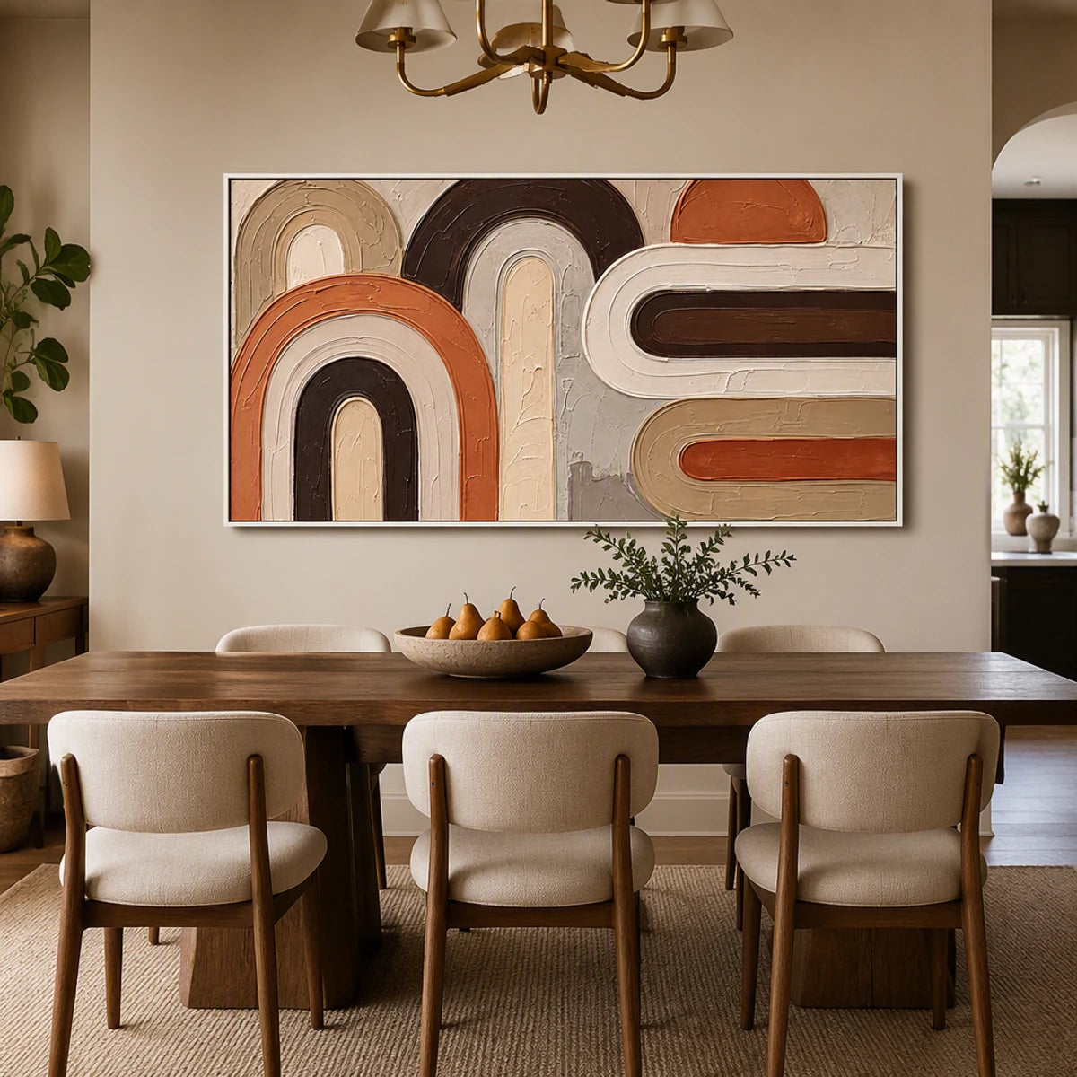 Modern Arches Horizon in a refined dining room with white frame
