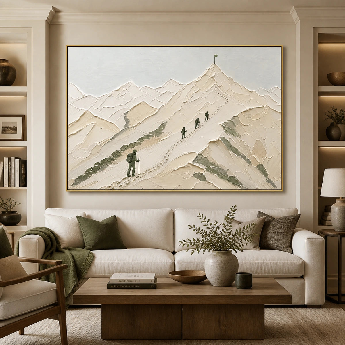 Ascent To Silence in a refined living room with gold frame