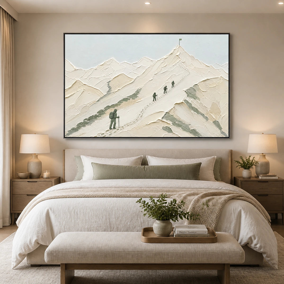 Ascent To Silence in a refined bedroom with black frame