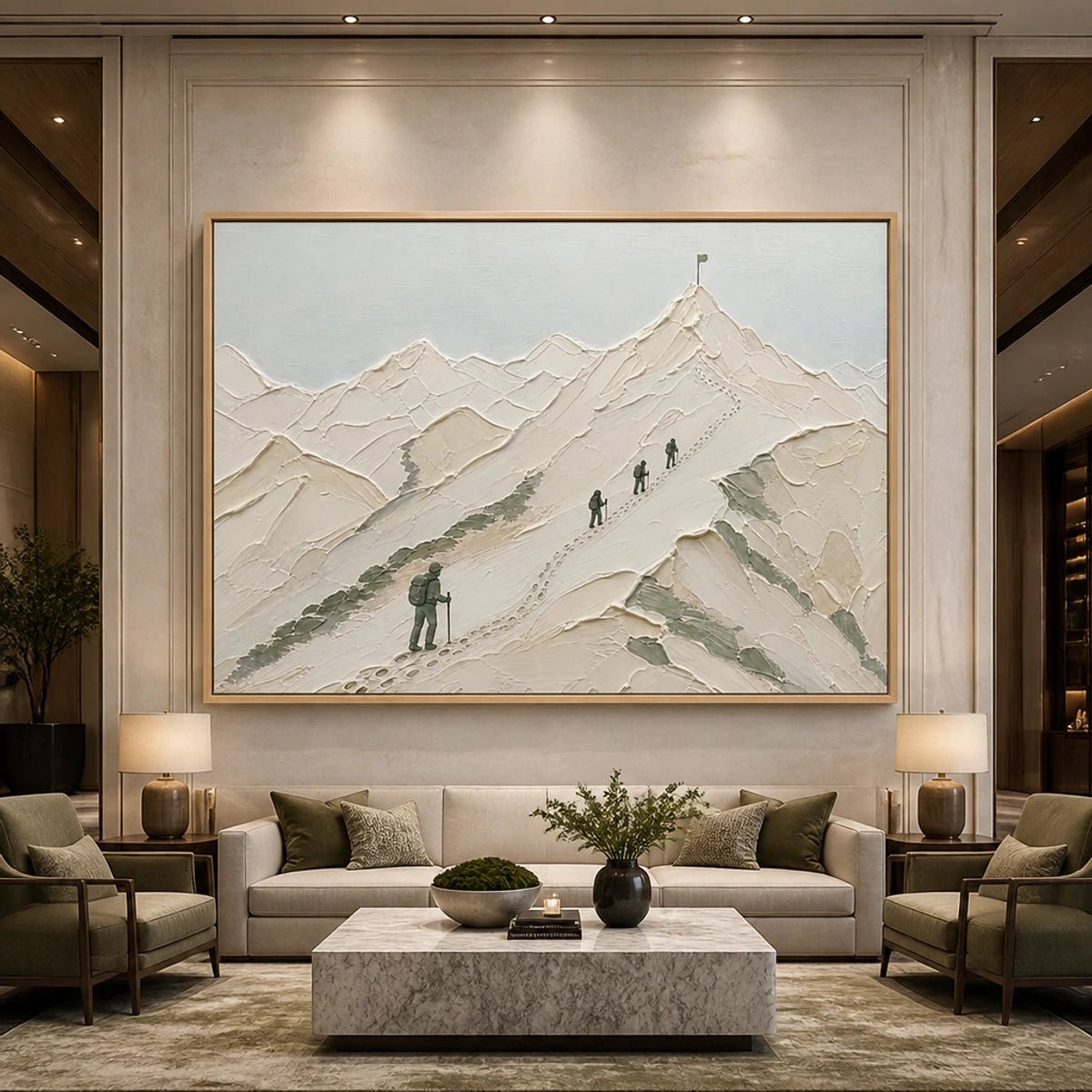 Ascent To Silence in a refined hotel interior with wood frame