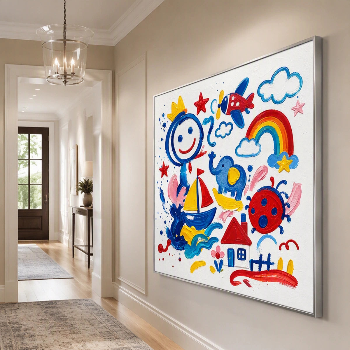 Joyful Daydream in a refined entry hall with silver frame