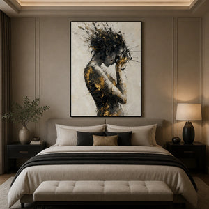 Wild Horse Spirit in a refined bedroom with black frame