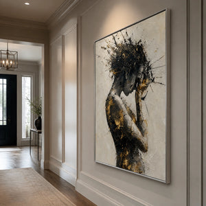 Wild Horse Spirit in a refined entry hall with silver frame