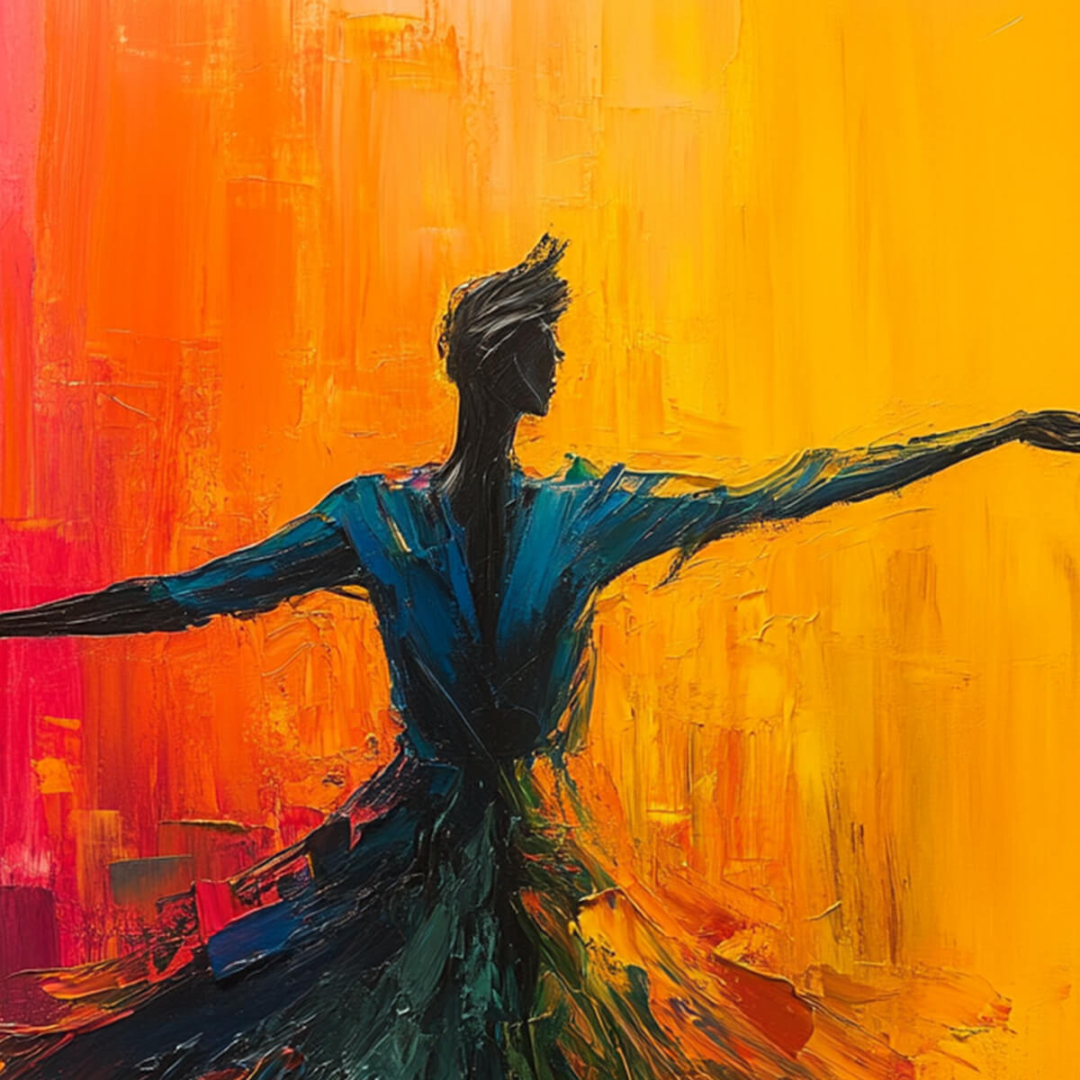 SOULFLIGHT: Textured Impasto Figurative Oil Painting of Dancer