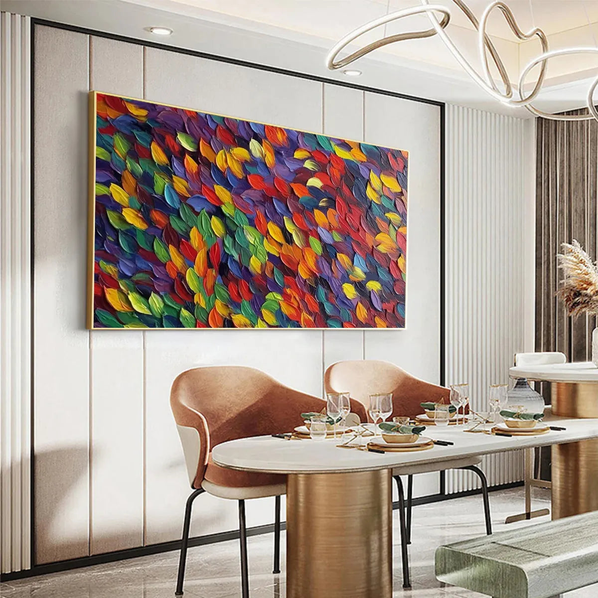 SPECTRUM RAIN: Colorful Abstract Impasto Oil Painting on Canvas