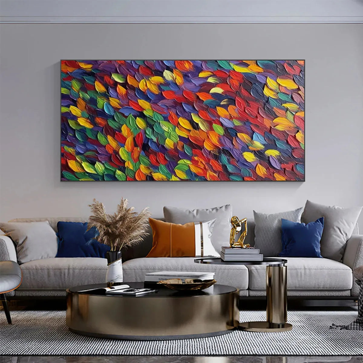 SPECTRUM RAIN: Colorful Abstract Impasto Oil Painting on Canvas