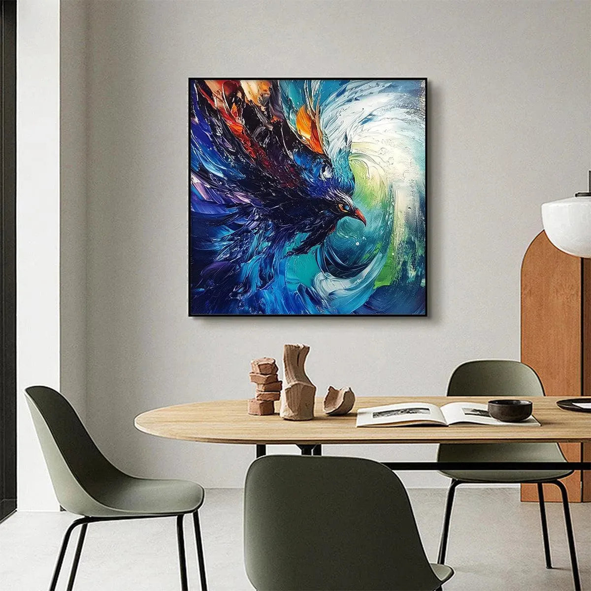 Storm Razor: Dynamic Impasto Bird Painting on Canvas