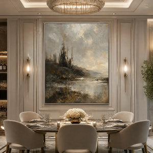 TARNISHED LAKE: Moody Lake Landscape Painting