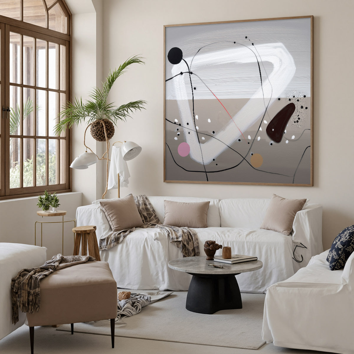 TAUPE TRIPTYCH: Minimalist Abstract Oil Painting