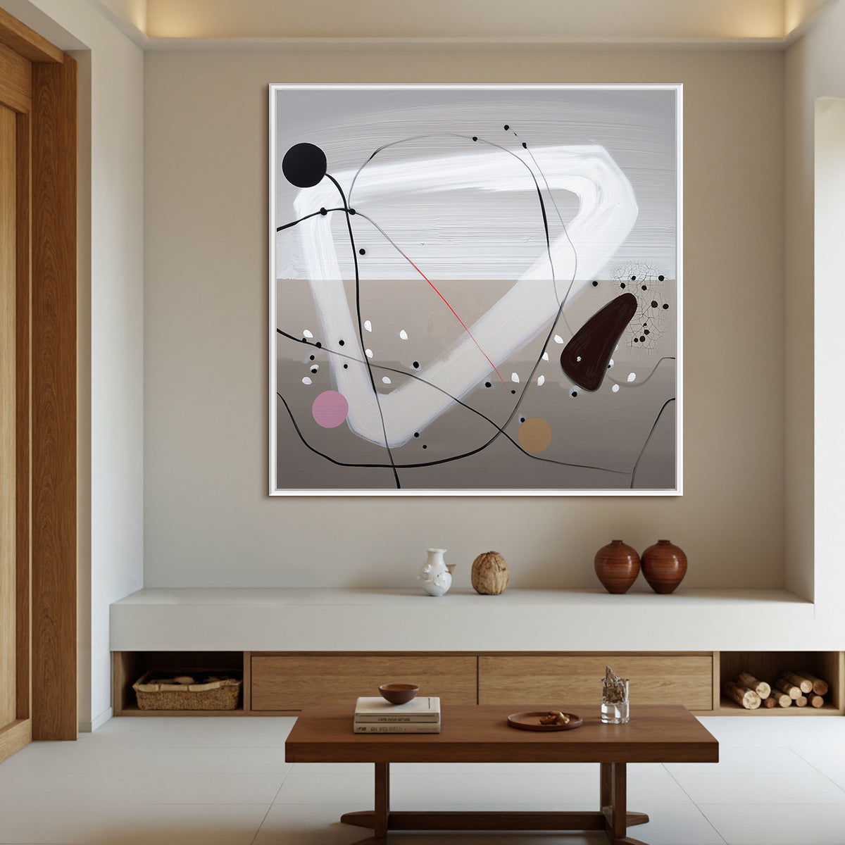 TAUPE TRIPTYCH Minimalist Abstract Oil Painting