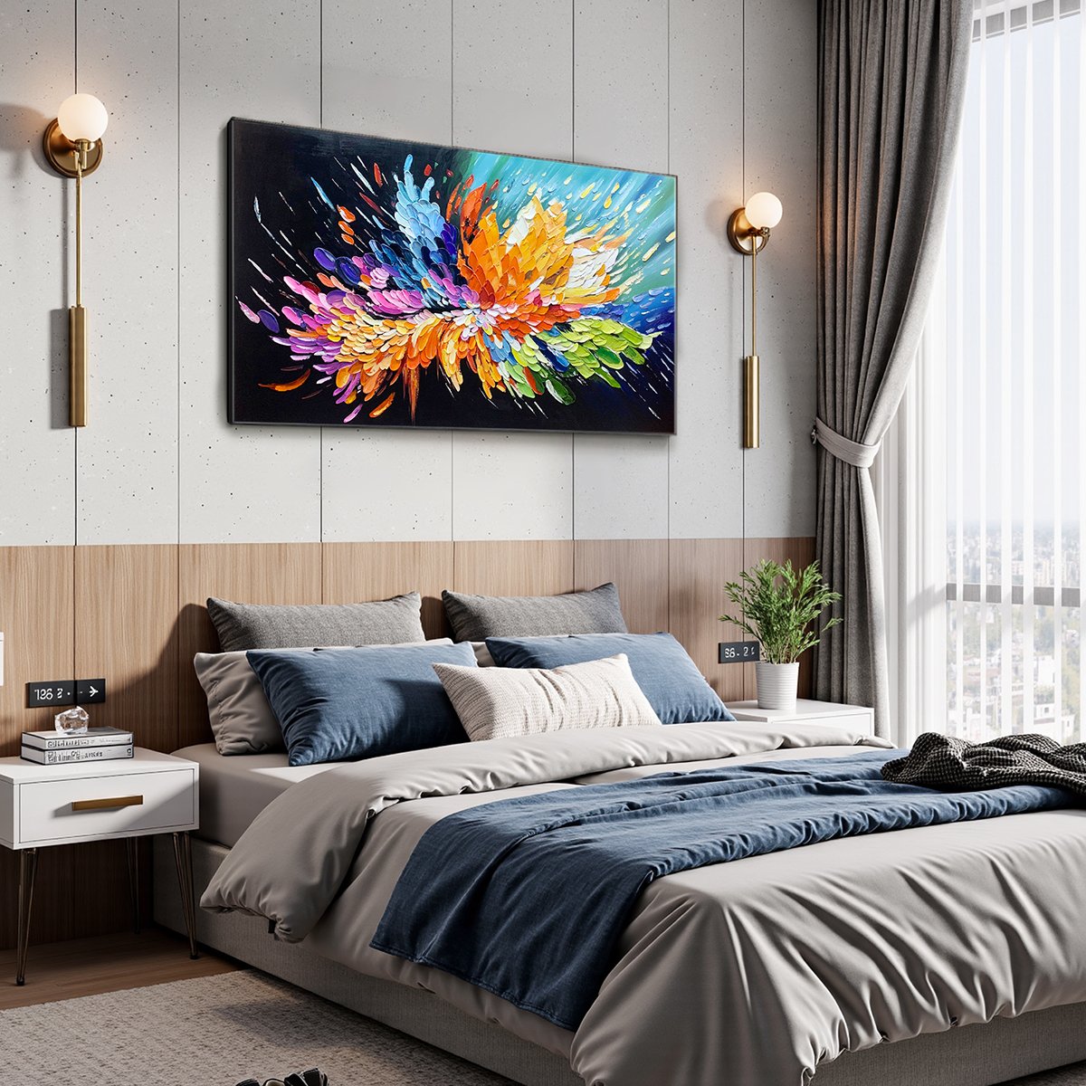 Cosmic Burst: Original Impasto Abstract Oil Painting - Vibrant Textured Wall Art