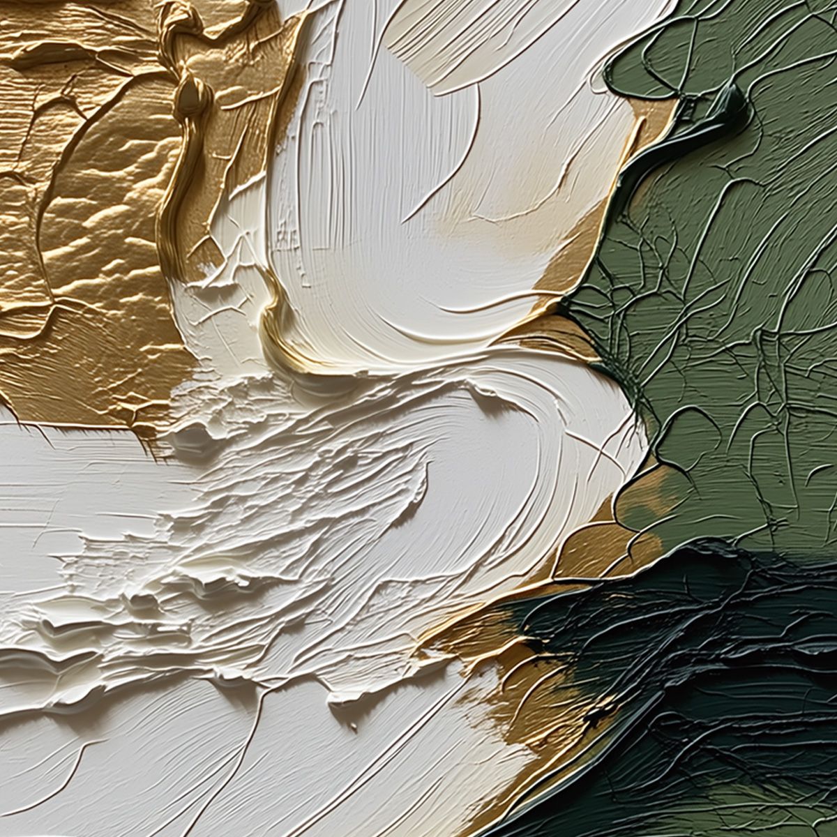 TERRA AUREA: Textured Abstract Impasto Painting in Green and Gold