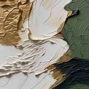 TERRA AUREA: Textured Abstract Impasto Painting in Green and Gold
