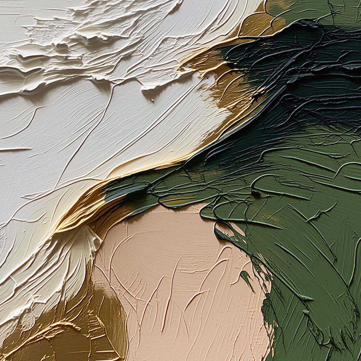 TERRA AUREA: Textured Abstract Impasto Painting in Green and Gold