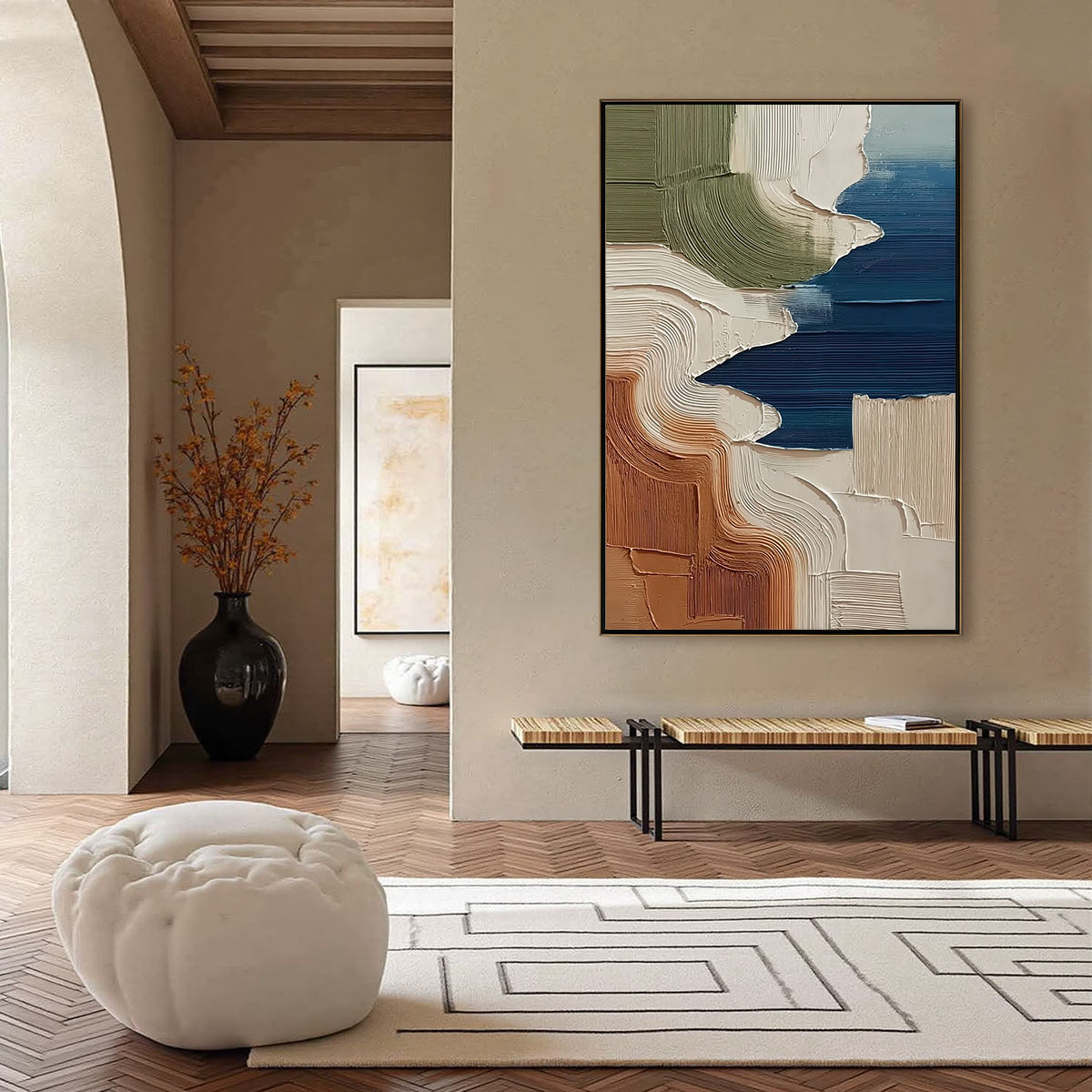 TERRA E MARE: Heavy Texture Abstract Coastal Landscape Painting