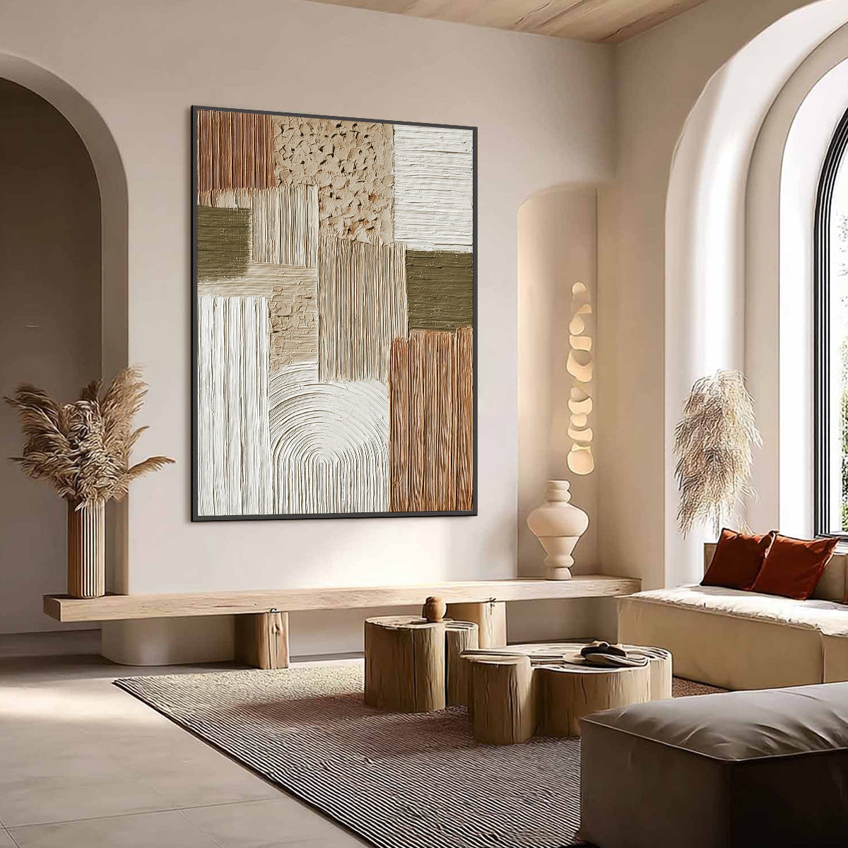 Original handmade impasto abstract wall art, TERRA FIRMA Wabi Sabi.