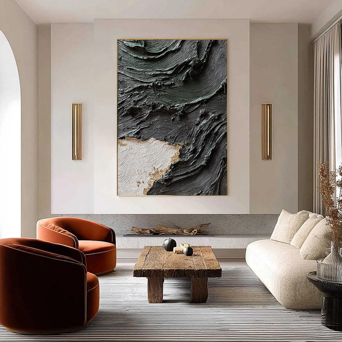 TERRA FIRMA: Heavy Texture Wabi Sabi Abstract Painting with Gold Leaf