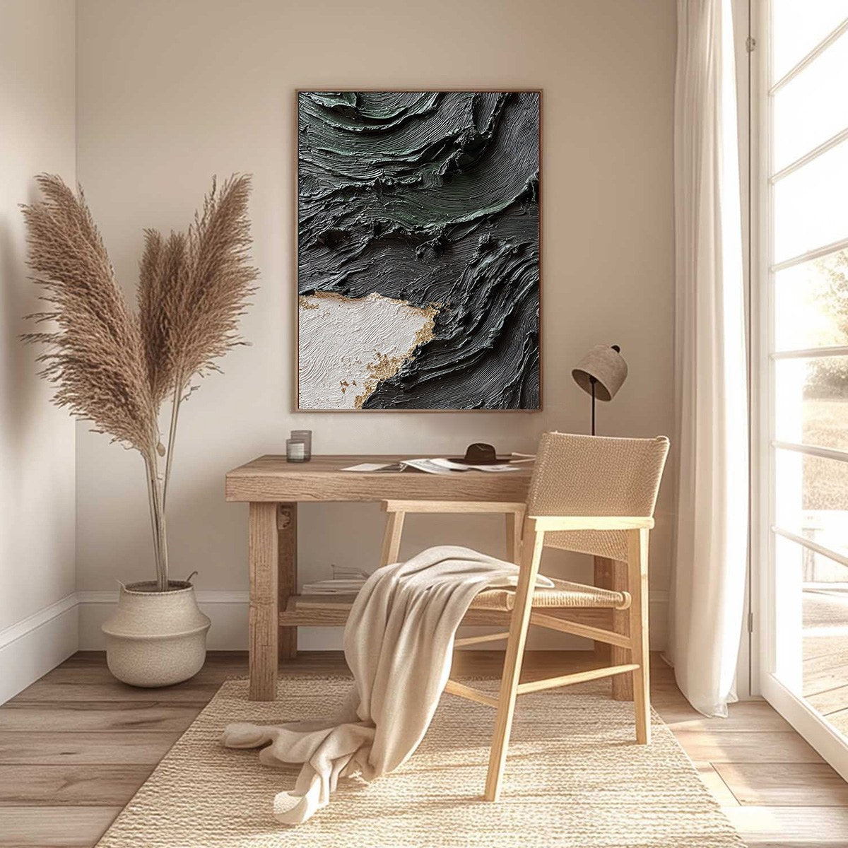 TERRA FIRMA: Heavy Texture Wabi Sabi Abstract Painting with Gold Leaf