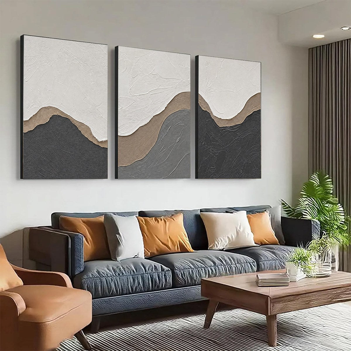 TERRA FIRMA: Textured Minimalist Abstract Earth-Tone Triptych