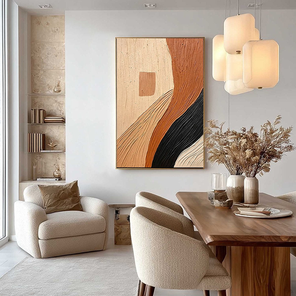 Original impasto abstract painting in earth tones, handmade wall art