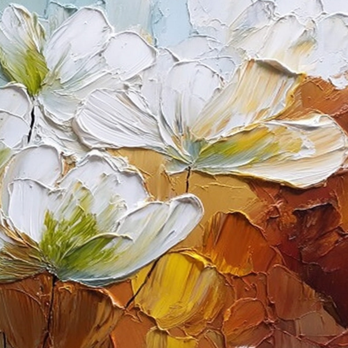 TERRA FLORA: Textured Palette Knife Floral Impasto Oil Painting