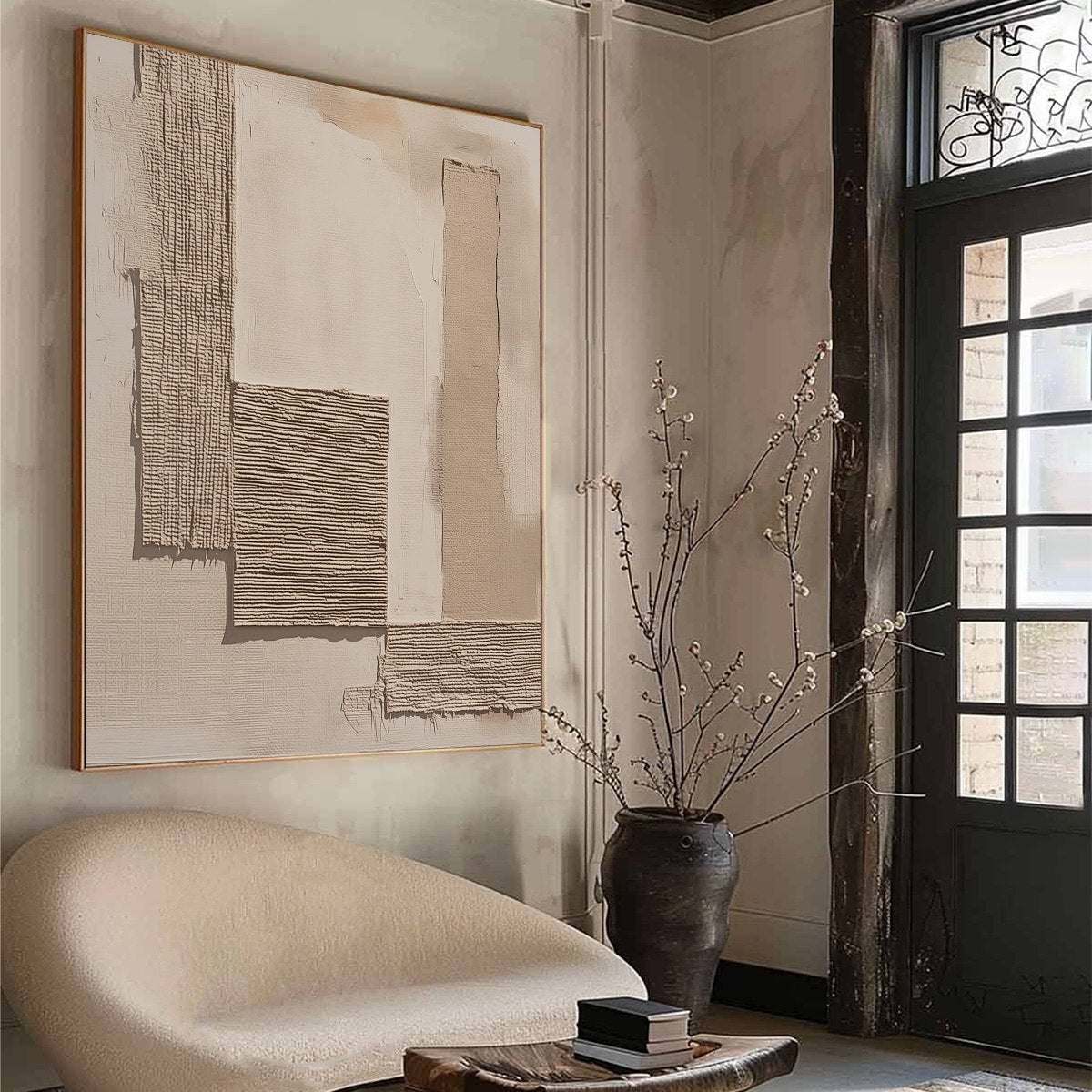 TERRA FORMA: Minimalist Textured Beige and White Abstract Painting