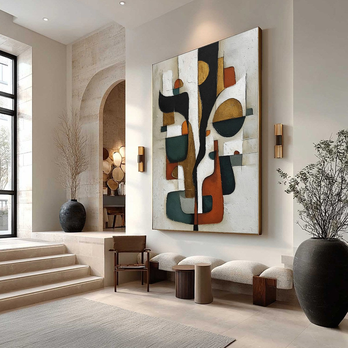 TERRA FORMA: Textured Geometric Abstract Oil Painting for Modern Decor