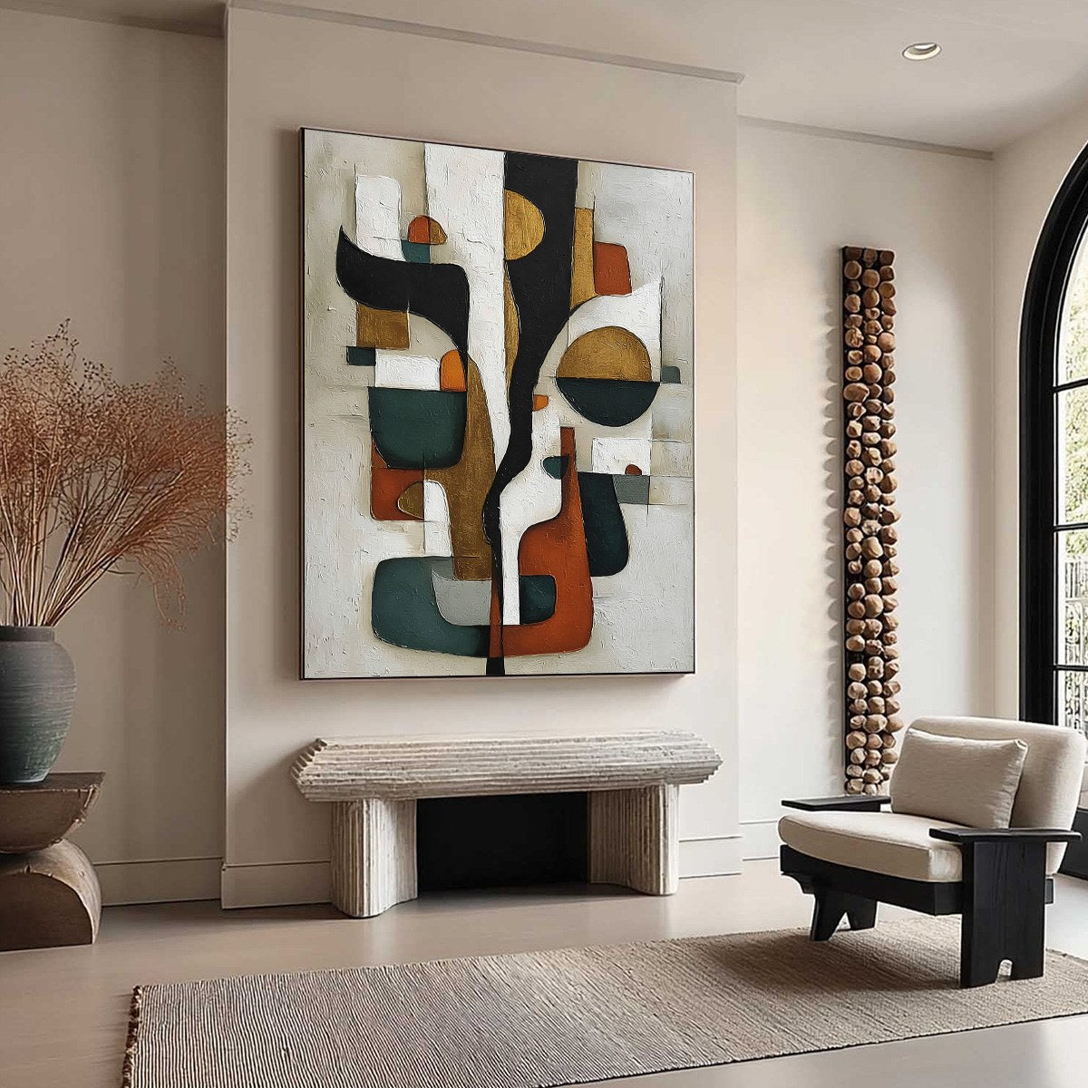 TERRA FORMA: Textured Geometric Abstract Oil Painting for Modern Decor