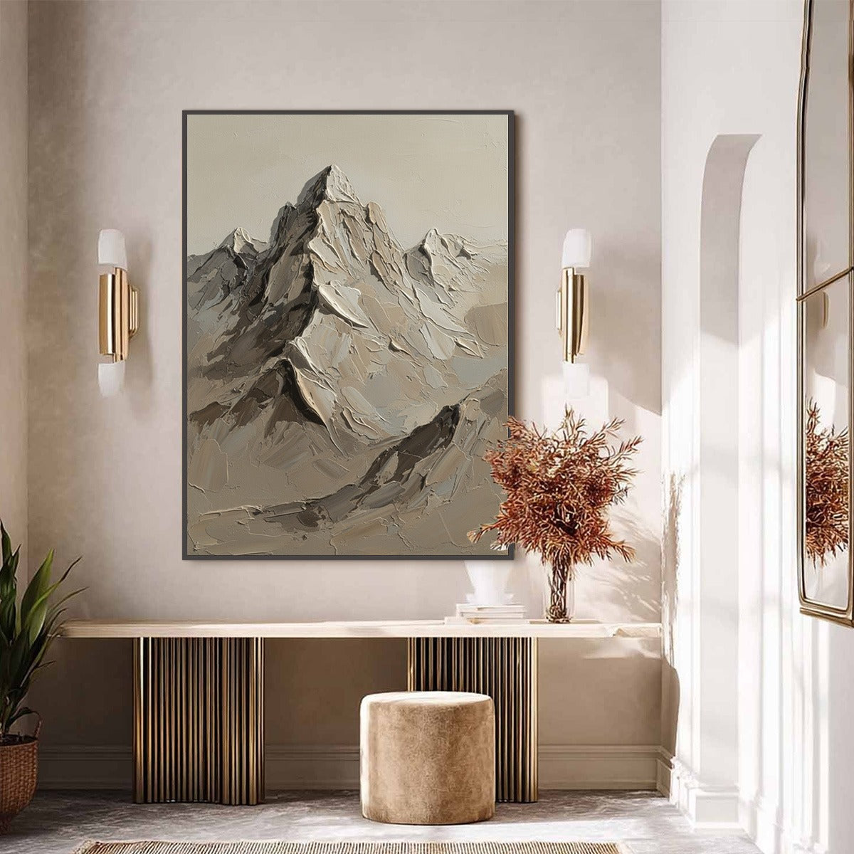 TERRA PEAK: Textured Wabi Sabi Mountain Impasto Wall Art