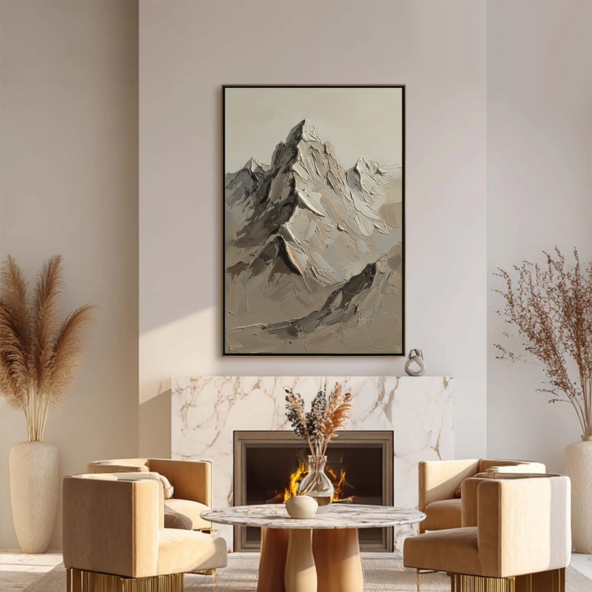 TERRA PEAK: Textured Wabi Sabi Mountain Impasto Wall Art