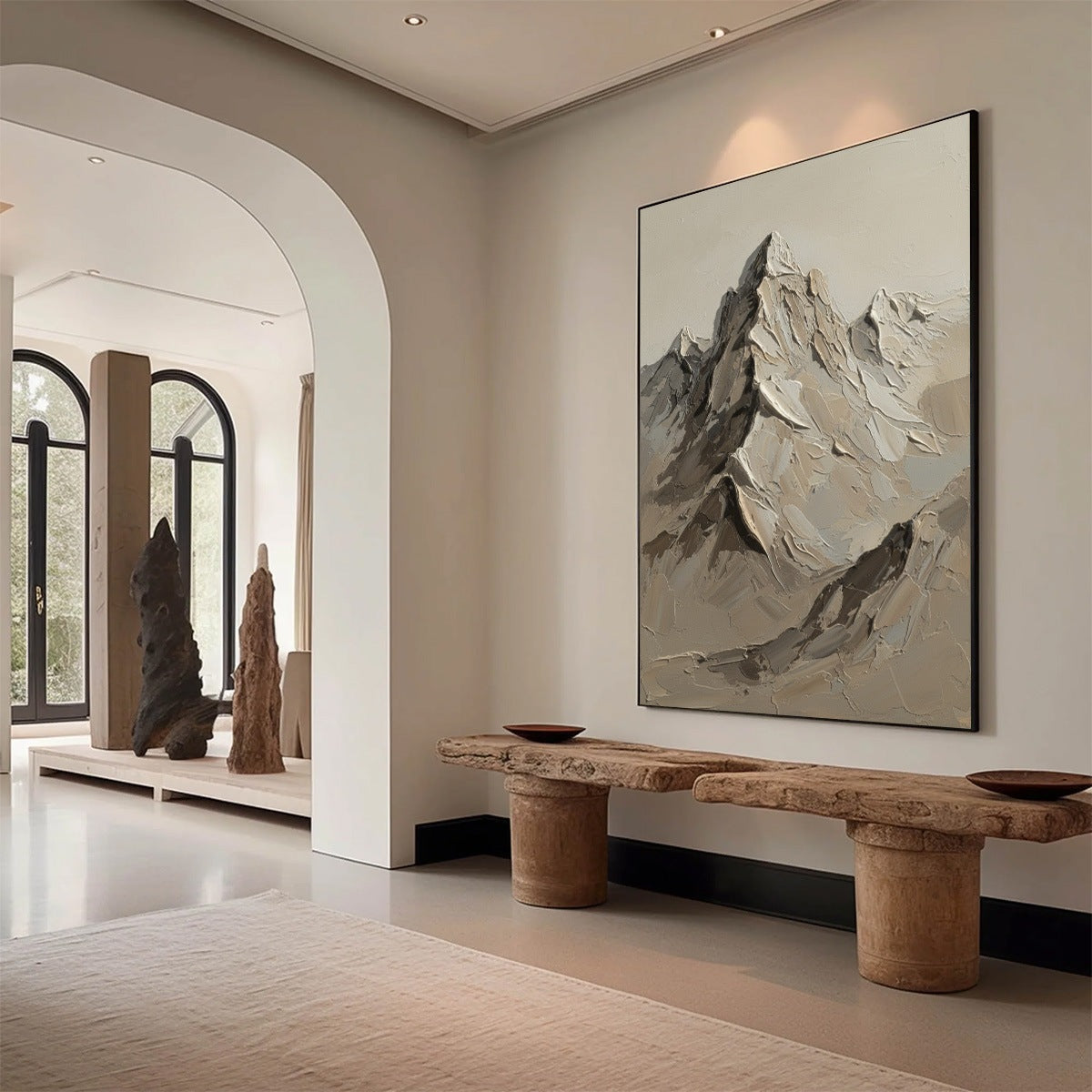 TERRA PEAK: Textured Wabi Sabi Mountain Impasto Wall Art