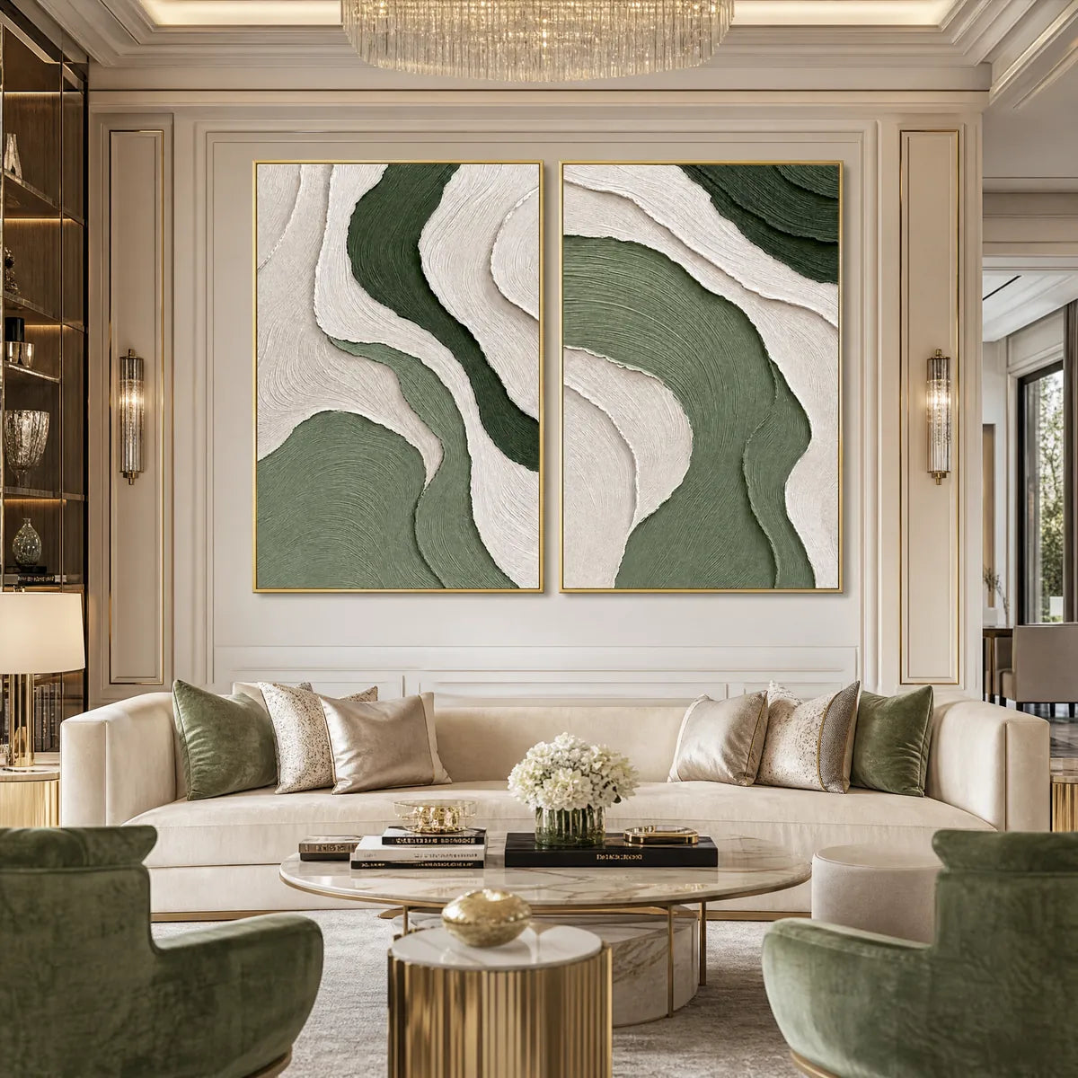TERRA: Textured Wabi Sabi Abstract Diptych in Earthy Greens