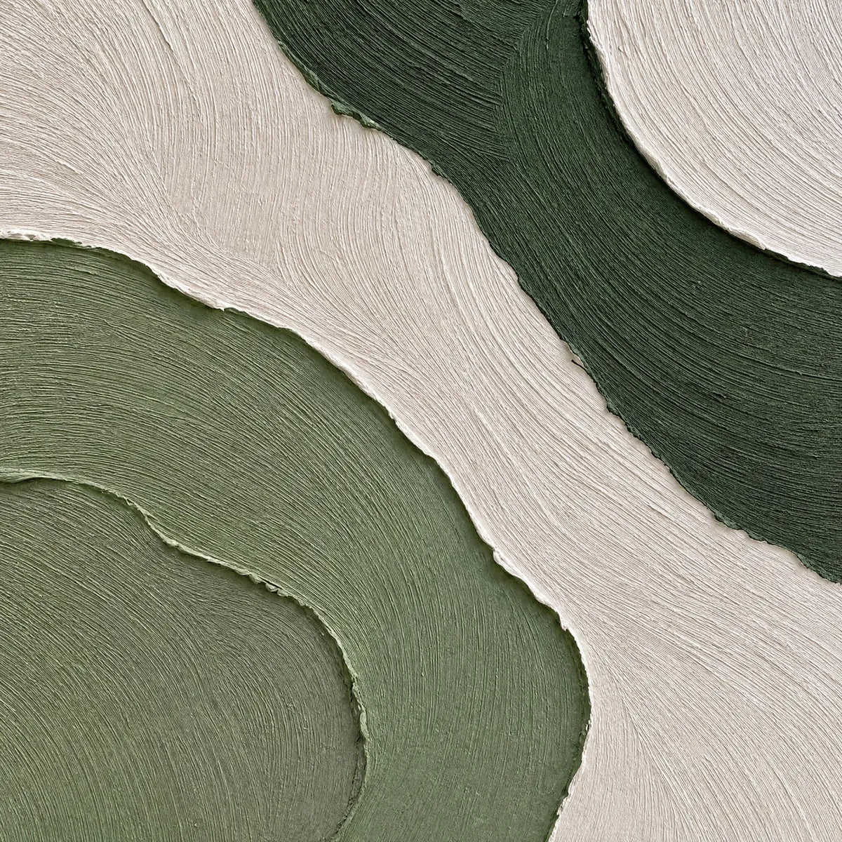 Textured Wabi Sabi abstract diptych in earthy green and beige tones