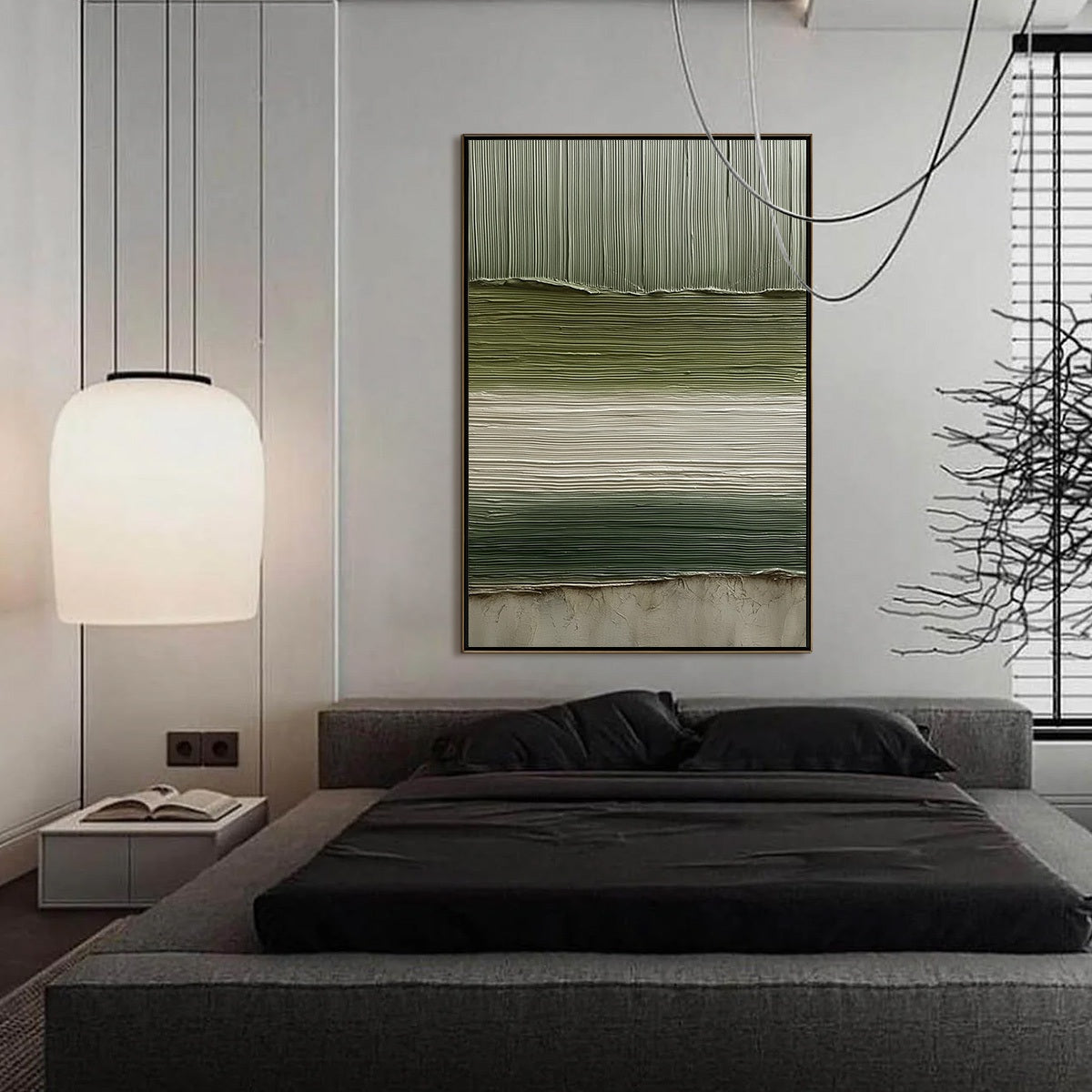 TERRA VERDE: Vertical Wabi Sabi Textured Abstract Green Earth Painting