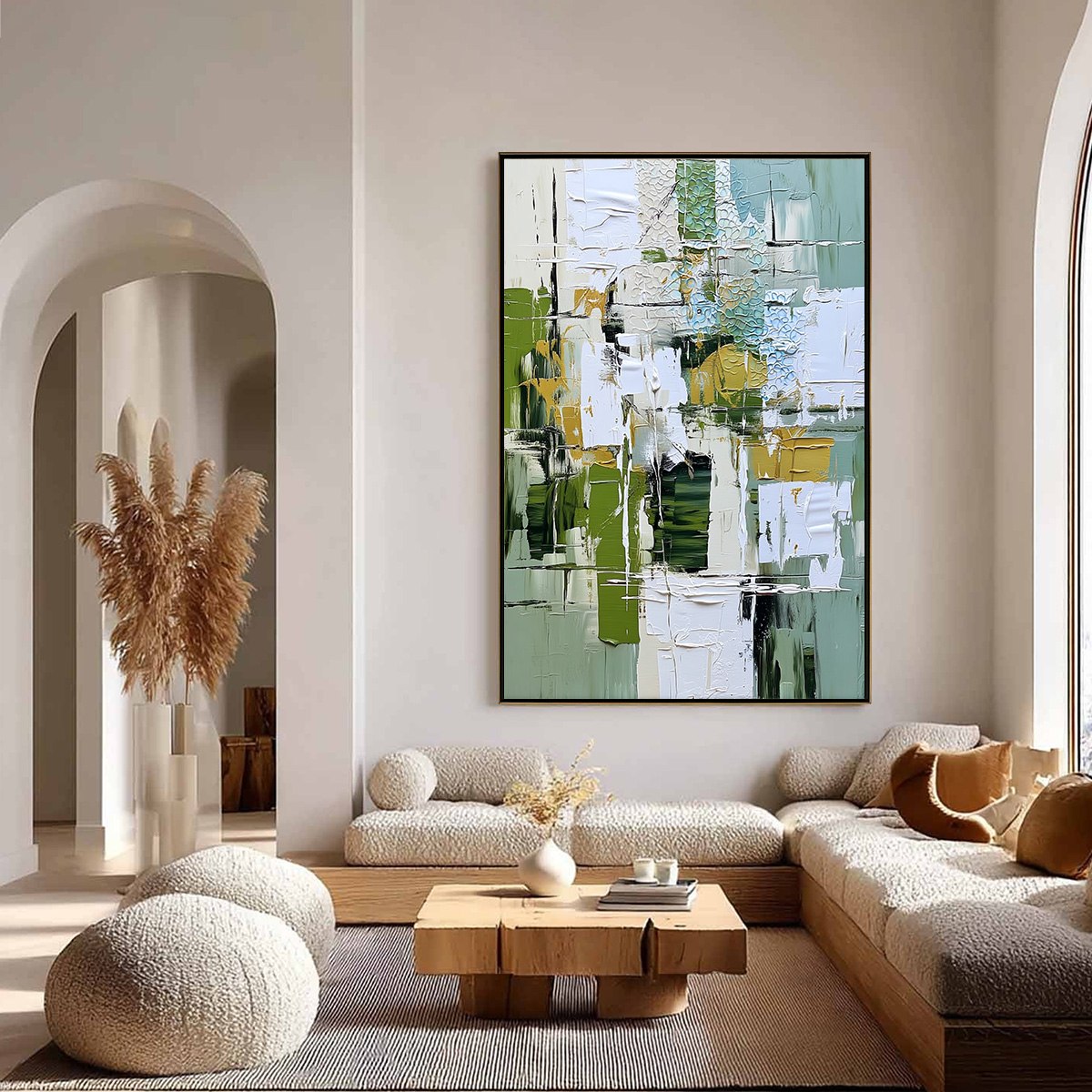 TERRACE VIEW: Textured Abstract Impasto Landscape Painting