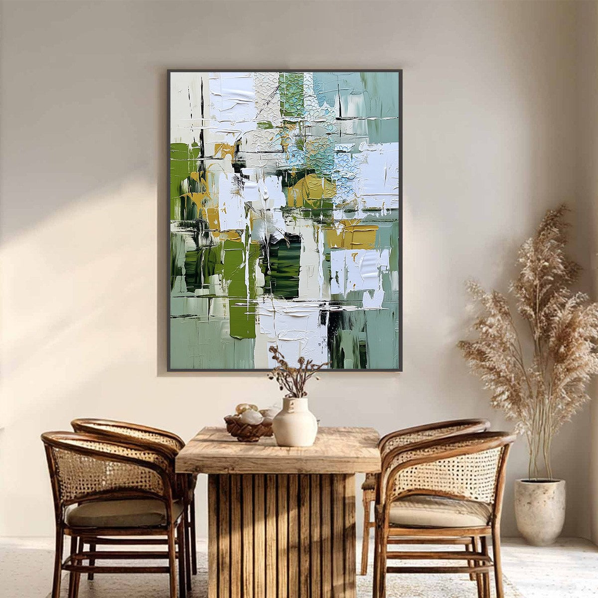 TERRACE VIEW: Textured Abstract Impasto Landscape Painting