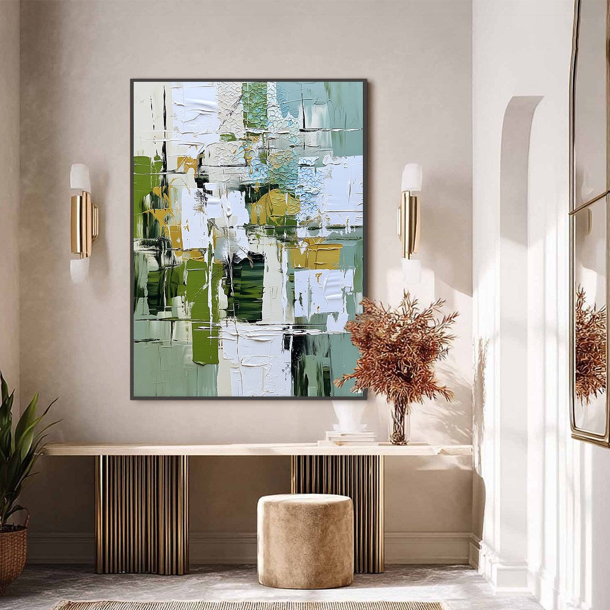 TERRACE VIEW: Textured Abstract Impasto Landscape Painting