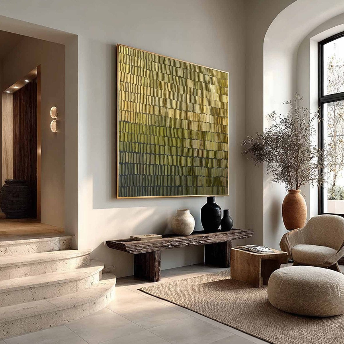 TERRACED SERENITY: Wabi Sabi Minimalist Abstract Painting