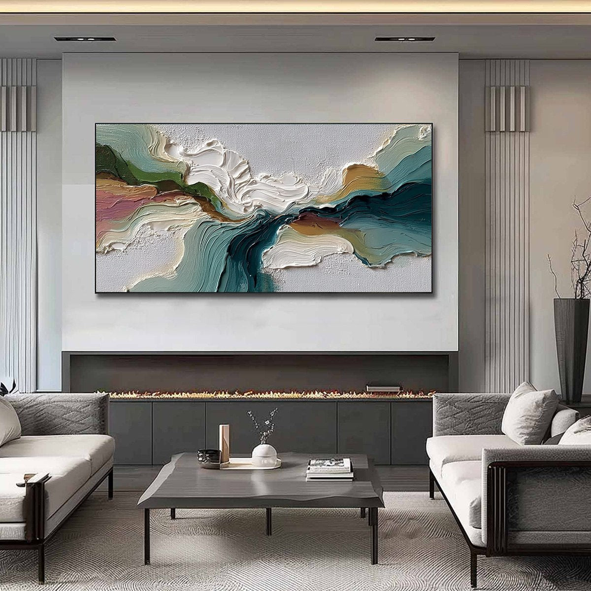 TERRAFLOW: Large Horizontal Abstract Impasto Landscape Painting