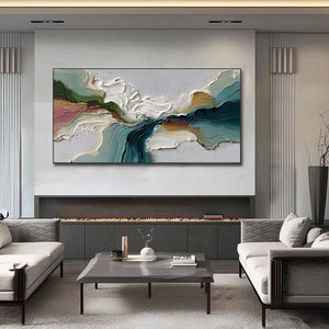 TERRAFLOW: Large Horizontal Abstract Impasto Landscape Painting