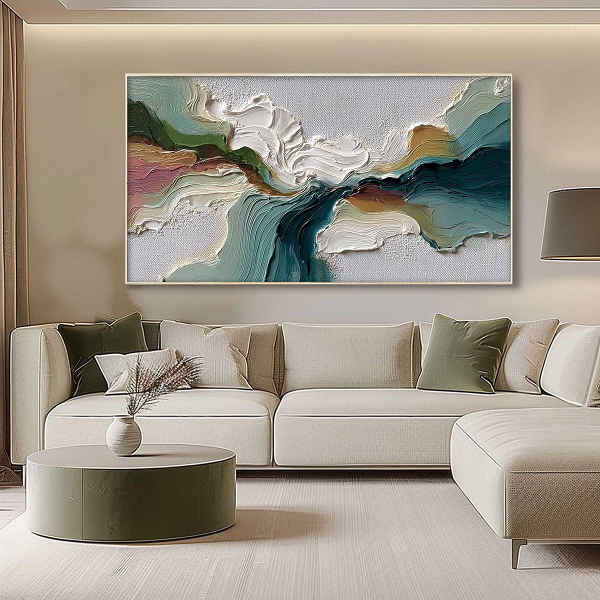 TERRAFLOW: Large Horizontal Abstract Impasto Landscape Painting