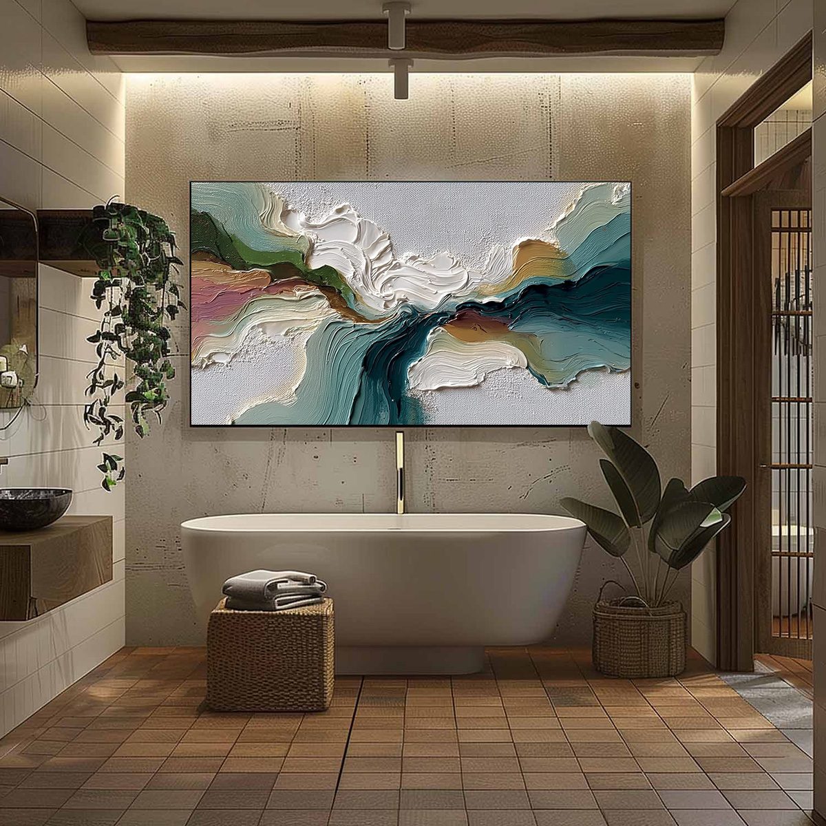 TERRAFLOW: Large Horizontal Abstract Impasto Landscape Painting